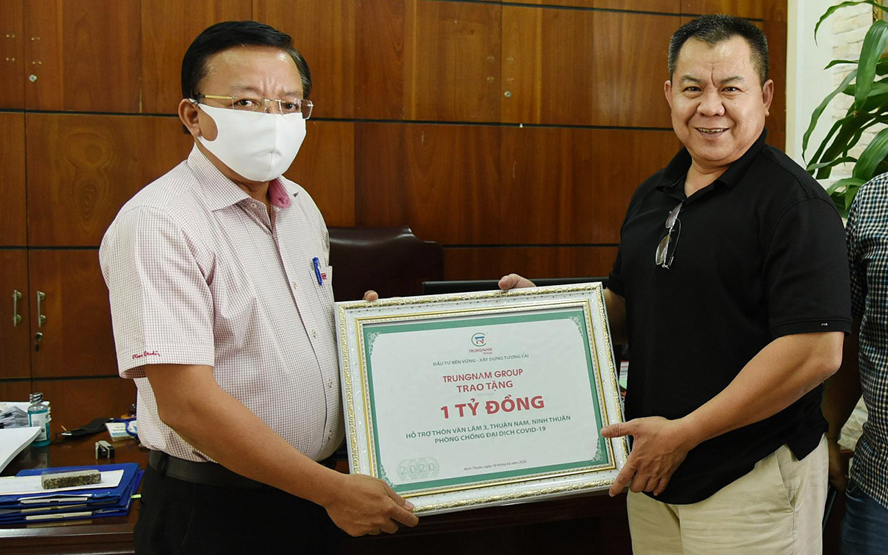 TRUNGNAM GROUP GIVE 1 BILLION VND TO NINH THUAN PROVINCE FOR COVID-19 PREVENTION AND PROTECTION